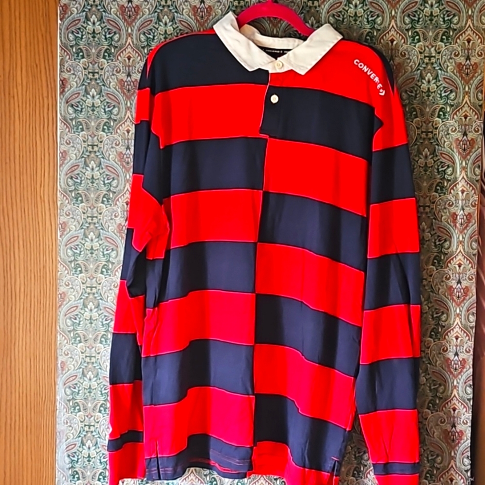 Men's converse long sleeved red and navy XL